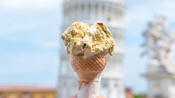 A Man Holding Gelato